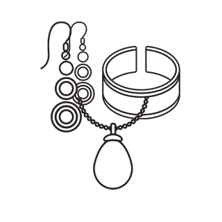 Verschiedene harmonische Schmuck-Sets, bestehend aus Halsketten/Kettenanhänger und Ohrringen.