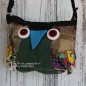 Preview: Handtasche in Eulenform grün Schnabel blau - Eulentasche blau Bunt