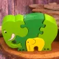 Preview: Holz Elefant mit Baby grün
