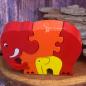 Preview: Holz Elefant mit Baby rot
