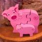 Preview: Holzpuzzle 3 D als Schwein mit Baby rosa