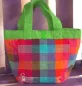 Preview: Kindertasche grün mit buntem Stoffkaro 1 Fach - lunchbag karo kinder gruen