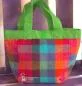 Preview: Kindertasche grün mit buntem Stoffkaro 1 Fach - lunchbag karo kinder gruen