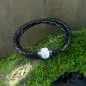 Preview: Armband-Strass-Kugel-handgefertigt - Armband leder gedreht schwarz cristal1