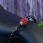 Preview: Armband-Strass-Kugel-handgefertigt - Armband leder gedreht schwarz rot3