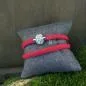 Preview: Armband-Strass-Kugel-handgefertigt - Armband leder rot strass2