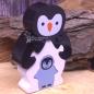 Mobile Preview: Holzpuzzle 3 D als Pinguin  mit Baby orange