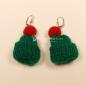 Preview: Handgefertigte Ohrringe Weihnachten Bommelmütze grün gestrickt, versilbert Klappbrisur, handmade Modeschmuck