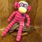 Preview: Mittlerer Affe als Stofftier mit pink farbigen Streifen