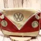Preview: Umhängetasche VW T1 Bus 1 Fach Kunstleder rot-creme - Umhaengetasche kunstleder rot creme vw bus