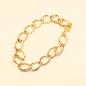 Preview: Massives vergoldetes Gliederarmband mit 1,5 cm langen und 1 cm breiten Gliedern sowie sicherem Karabinerverschluss.