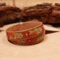 Preview: Braunes Kinder Trachtenarmband aus Kunstleder mit Stickerei Alpenglück und Blumen.