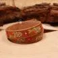 Preview: Braunes Kinder Trachtenarmband aus Kunstleder mit Stickerei Alpenglück und Blumen.