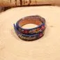 Preview: Armband Tracht Kunstleder dunkelblau Kinder Blumen - armband tracht kunstleder alpenglueck doppel dunkelblau