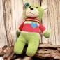 Preview: Strick-Bär Grün – Handgemachtes Stofftier mit rotem Pullover (30 cm) - baer stofftier gestrickt gruen pulover handmade