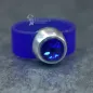 Preview: Damenring mit Kautschuk-Band blau und Swarovski-Stein breit
