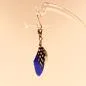 Preview: Charms Anhänger Feder blau Karabiner Dots Punkte - charms anhaenger feder klein blau schwarz karabiner