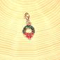 Preview: Charmsanhänger Weihnachten Weihnachtskranz grün emailliert versilbert mit Karabiner, Modeschmuck handmade chic-peppig-bunt