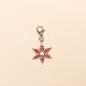 Preview: Charmsanhänger Weihnachten Schneeflocke rot emailliert versilbert mit Karabiner, Modeschmuck handmade chic-peppig-bunt