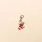 Preview: Charmsanhänger Weihnachten Nikolaus Socke rot blau emailliert versilbert mit Karabiner, Modeschmuck handmade chic-peppig-bunt
