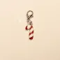 Preview: Charmsanhänger Weihnachten Zuckerstange rot-weiß emailliert versilbert mit Karabiner, Modeschmuck handmade chic-peppig-bunt