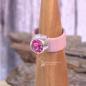 Preview: Damenring mit Kork-Band rosa und  pnker Swarovski-Stein breit