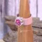 Preview: Damenring mit Kork-Band rosa und  pnker Swarovski-Stein breit