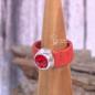 Mobile Preview: Damenring mit Kork-Band rot und Swarovski-Stein breit