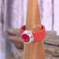 Preview: Damenring mit Kork-Band rot und Swarovski-Stein breit