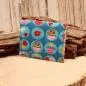 Preview: Geldbeutel mini - Stoff - 1 Fach blau mit Herzen und Blumen - geldbeutel mini kinder stoff 1fach druckknopf blau herz bunt