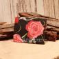 Preview: Geldbeutel mini - Stoff - 1 Fach schwarz Motiv Rosen - Blumen