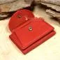 Preview: Geldbeutel mini Leder 3 Fächer rot - geldbeutel mini leder rot baum motiv knopfverschluss