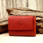 Preview: Mini Geldbeutel Geldbörse Portemonnais Leder Rot Klein 2 Fächer Druckknopf 9cm