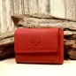 Preview: Mini Geldbeutel Geldbörse Portemonnais Leder Rot Klein 2 Fächer Druckknopf 9cm
