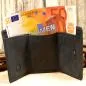 Preview: Geldbeutel mini schwarzes Leder 3 Fächer - geldbeutel mini leder schwarz baum motiv knopfverschluss