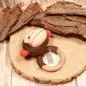 Preview: Greifling Affe Braun – Handgestrickter Beißring aus Holz & Stoff HickUps - greifling stoff holz beisring affe braun babyspielzeug gestrickt