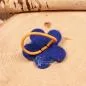 Preview: Haargummi Filz-Blume Blau – Buntes Haaraccessoire für Kinder - haargummi kinder filz blume dunkelblau blau gummi orange