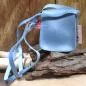 Preview: Umhängetasche 13 cm für Kinder Metallic hellblau Motiv Glitzer Einhorn - handtasche kinder einhorn glitzer blau knopfverschluss