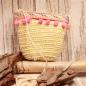 Preview: Handtasche Kinder Basttasche natur Bommeln in rosa