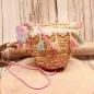 Preview: Handtasche Kinder Basttasche natur mit bunte Quasten