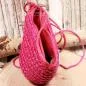 Preview: Handtasche Kinder Basttasche pink Schmetterling - handtasche kinder korb rattan 1fach reissverschluss pink schmetterling