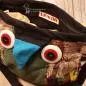 Preview: Handtasche in Eulenform grün Schnabel blau - handtasche umhaengetasche eule gesicht schnabel gross gruen