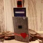Preview: Handytasche Filz hellgrau rot Herz Tracht Klettverschluss - handytasche filz handmade genaeht hellgrau rot tracht herz