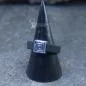 Preview: Damenring mit Kautschuk-Band schwarz und Swarovski-Stein schmal