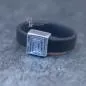 Preview: Damenring mit Kautschuk-Band schwarz und Swarovski-Stein schmal