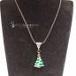 Preview: Halskette schwarz mit Weihnachtsbaum emailiert grün weiss