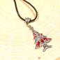 Preview: Halskette Weihnachtsbaum Strasssteine bunt Segelseil schwarz, Modeschmuck handmade chic-peppig-bunt