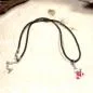 Preview: Kette Modeschmuck Schneeflocke blau versilbert mit Strass Steinen an Segelseil handmade chic-peppig-bunt