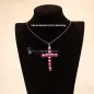 Preview: XXL Kreuz Kettenanhänger Lila – Versilbertes Perlmutt-Unikat - kettenanhänger gross kreuz perlen handmade metall versilbert polaris lila glänzend (1)