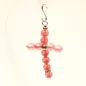 Preview: Kreuz Kettenanhänger Rosa – Perlmutt Polaris Unikat - kettenanhänger gross kreuz perlen handmade metall versilbert polaris rosa glänzend